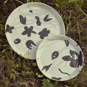 Platos esmaltados con motivo orgánico